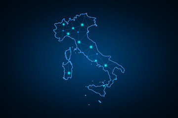Map of Italy. Wire frame 3D mesh polygonal network line, design sphere, dot and structure. communications map of Italy. Vector Illustration EPS10. - Vector