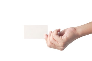 Fototapeta premium Hand holding virtual card with your. Isolated