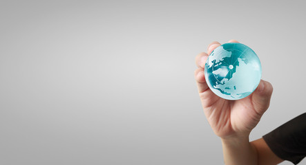 Globe ,earth in human hand, . Earth image provided by Nasa