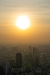 Beautiful sunset in the city of Bangkok