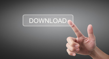 Fototapeta premium Hands touching button screen interface