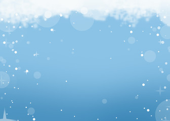 blue winter sky background with snow