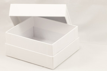 empty white box opened cover lid on white background. image for use to object. 