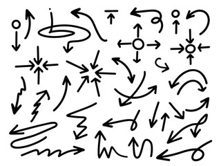 Hand drawn arrow vector icons set. sketch arrow design for business plan and education.