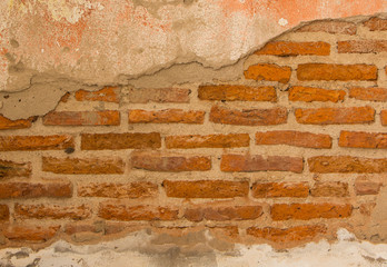 Red brick wall background - texture pattern for continuous replicate. Grunge red dirty brick wall underground texture. old wall of red and orange bricks for background.