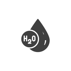 H2O water drop vector icon. filled flat sign for mobile concept and web design. Water Chemical formula glyph icon. Symbol, logo illustration. Vector graphics