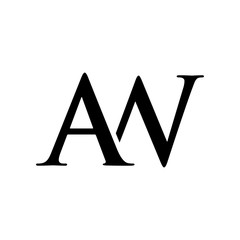 Initial aw alphabet logo design template vector - obrazy, fototapety, plakaty