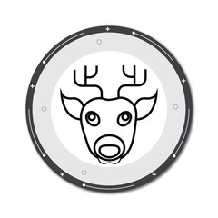 Merry Christmas reindeer head line icon