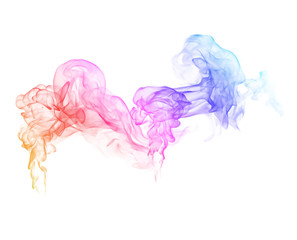Fototapeta na wymiar Colorful smoke on a white background.