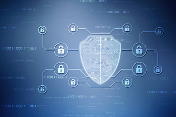 2d illustration Security concept - shield 