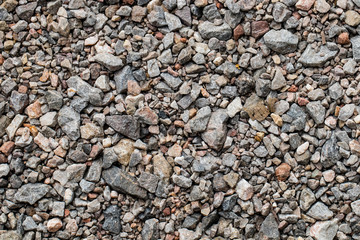 Sea stones background. Colorful small pebbles or stone in garden. Flat lay of sea stones texture background. Abstract shape pattern from nature.
