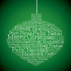Christmas bauble made from "Merry Christmas" in different languages in vector format.