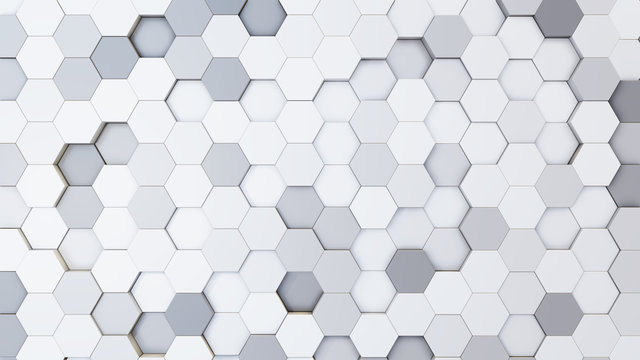 Abstract 3D illustration of colorful hexagons background