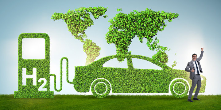 Hydrogen car concept in ecological transportation concept