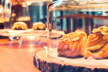 Croissant in glass on the bar hotel