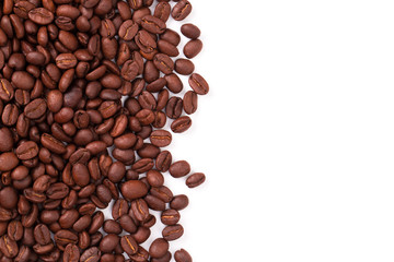 Coffee beans isolated on a white background area for copy space.