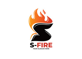 initial letter S fire logo design vector