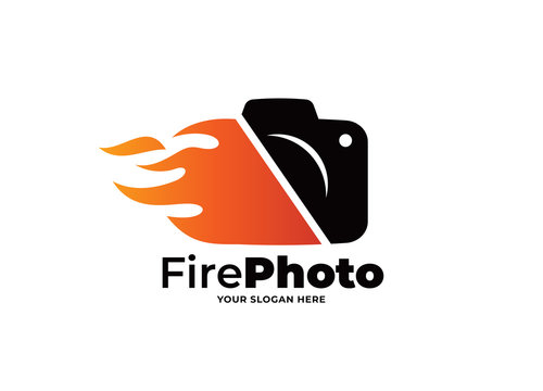 fire photo logo design vector template