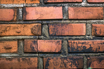Background of old vintage brick wall.old brick wall texture.red brick wall texture grunge background with vignetted corners, may use to interior design.