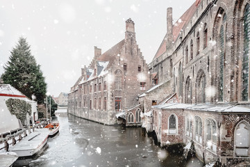 Obraz premium St John's Hospital, Bruges, Belgium in winter