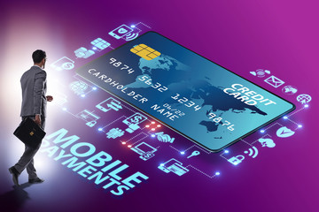 Concept of mobile payment with smartphone
