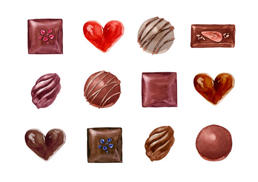 バレンタイン チョコレート セット 水彩 イラスト