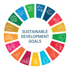 Sustainable Development Goals. Linear style icons