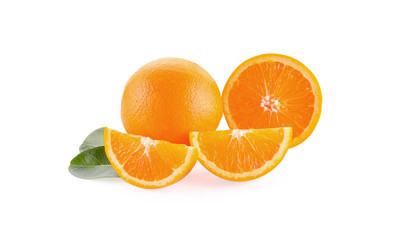 Orange and slice isolated on white background