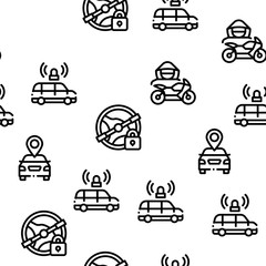 Car Theft Seamless Pattern Vector Thin Line. Illustrations
