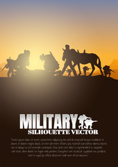 Military vector illustration, Army background, soldiers silhouettes.	