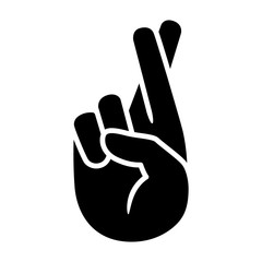 Obraz premium Cross your fingers or fingers crossed hand gesture flat vector icon for apps and websites
