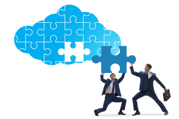 Concept of cloud computing with jigsaw puzzle