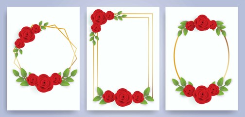 Set of roses frame .