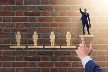 Gender discrimination concept with promotions