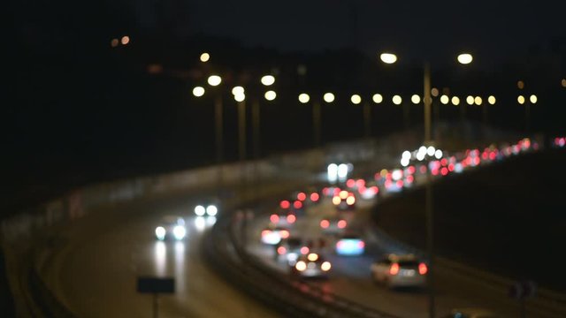 Traffic jam and rush hour in Vietnam. Slow moving traffic with a lots of vehicles transport on the road in office hours. Stock footage defocus of urban infrastructure problem