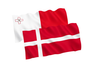 Flags of Malta and Denmark on a white background