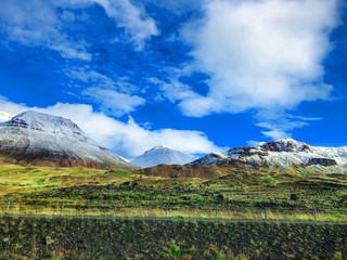 Mountains with colorful grass in Iceland