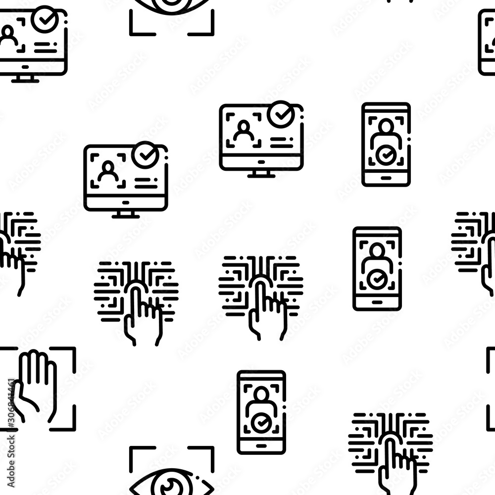 Aufkleber recognition seamless pattern vector thin line. illustrations