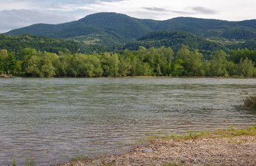Gravel bars on the Drina river between Serbia and Bosnia and Herzegoovina