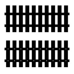 Black color silhouettes of fences. Simple vector icons.