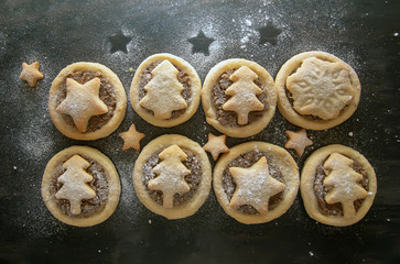 homemade tasty christmas cookies with chestnut filling