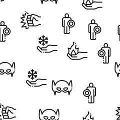 Super Hero Seamless Pattern Vector Thin Line. Illustrations