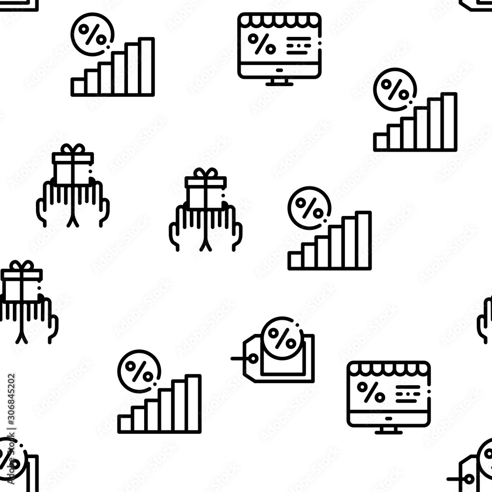 Poster loyalty program for customer seamless pattern vector thin line. illustrations
