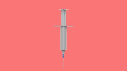 3d rendering of a medical syringe isolated in colored studio background