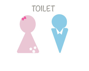 Drawing A symbol of Blue male and pink female toilet on the white background
