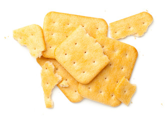 Dry Cracker Cookies Isolated On White Background