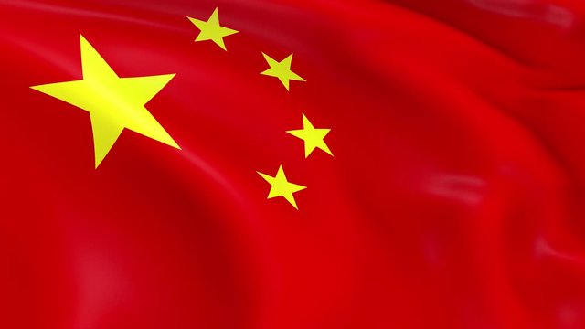 Photo realistic slow motion 4KHD flag of the China waving in the wind. Seamless loop animation with highly detailed fabric texture in 4K resolution.