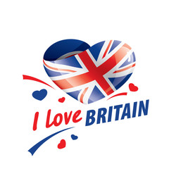 The national flag of the Britain and the inscription I love Britain. Vector illustration