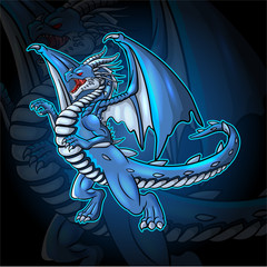 A Dragon mascot esport logo design is standing. © REYYARTS