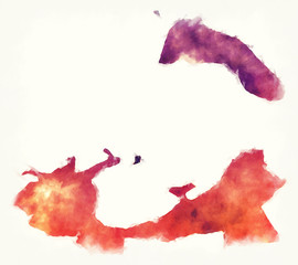 Al Kuwayt governorate watercolor map of Kuwait